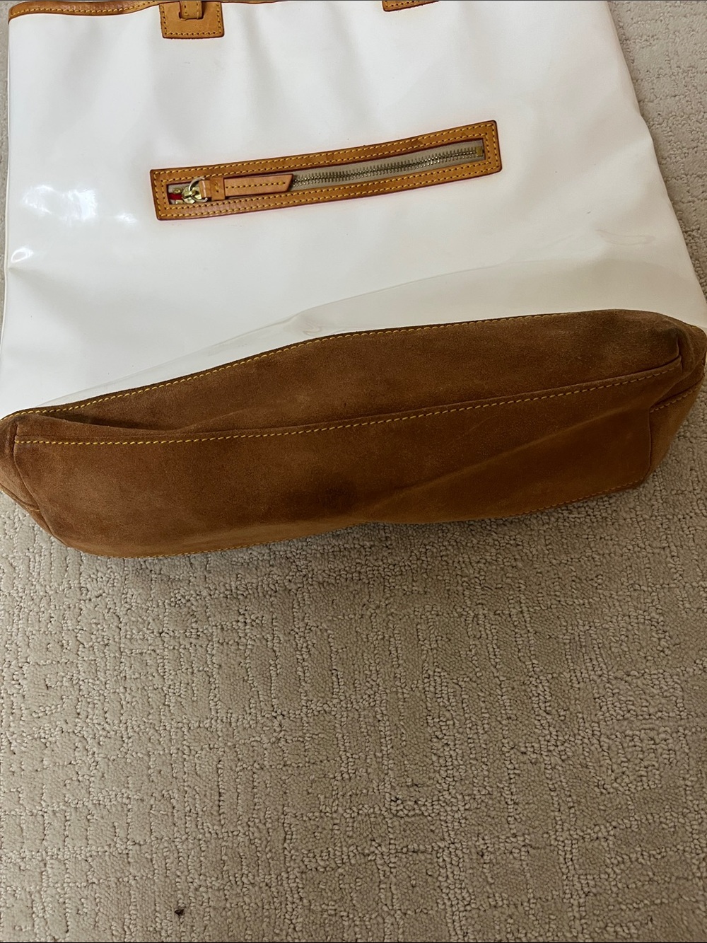 Dooney & Bourke White and Tan Leather-Trim Tote - Picture 6 of 8